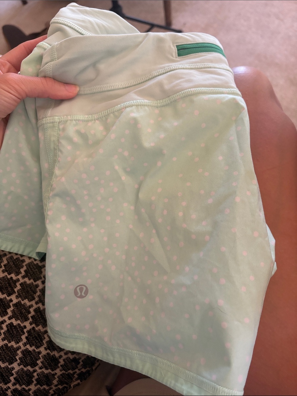 lululemon athletica Mint Green Polka Dot Athletic Shorts